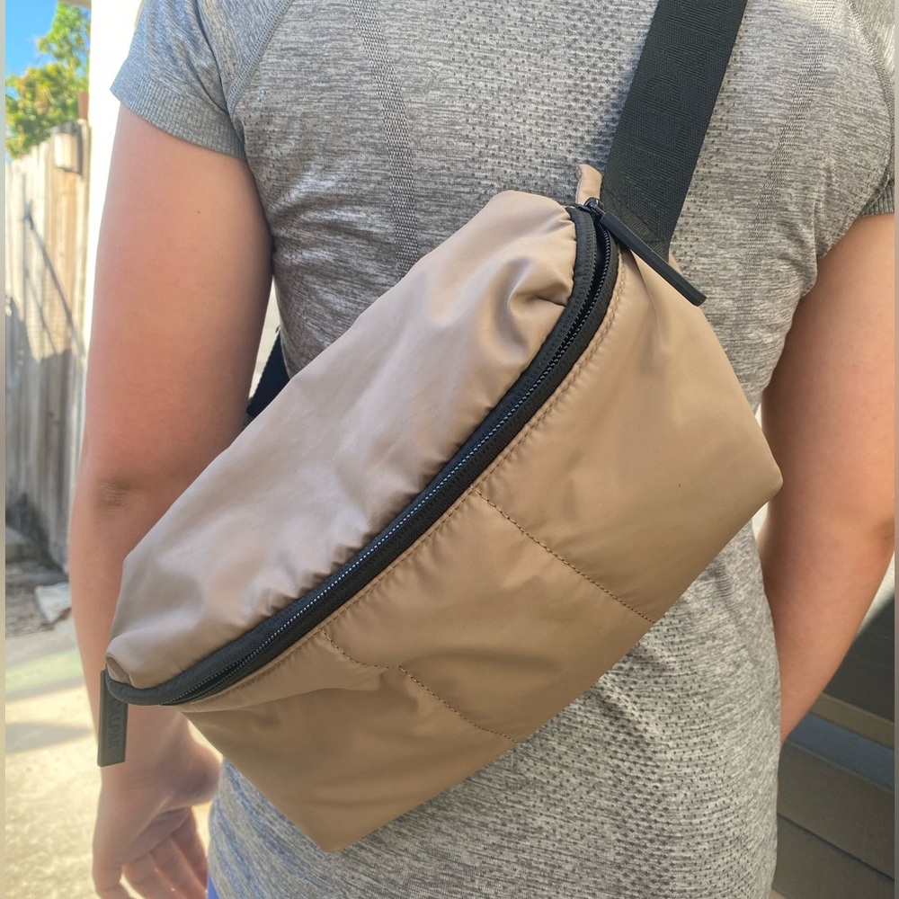Calpak Tan Belt Bag with Black Strap